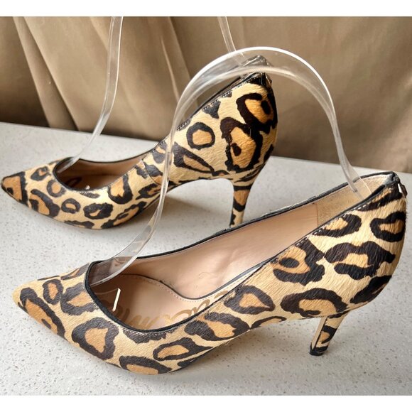 Sam Edelman Shoes - Sam Edelman Pumps Sz 6 Leather & Fabric Uppers Leopard Pointed Toe  3” Heels